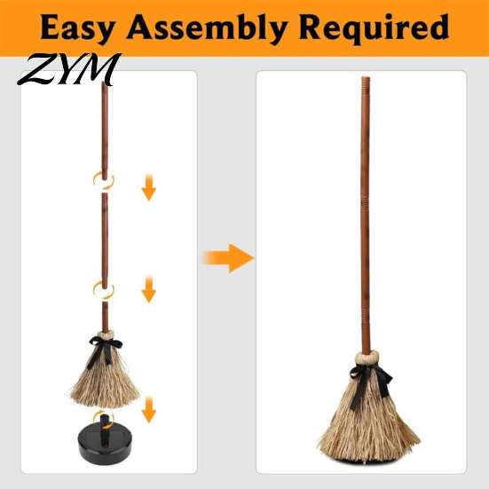 Realistic Silk Witch Broom Electric Toy, with Touch Activated Swinging Prop, Retro Movie Style Broomstick Straw Broom, for Halloween Party Courtyard