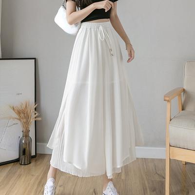 Dames Koreaanse Mode Casual Elegante Losse Plissée Broeken Kleding Chiffon Hoge Taille Wijde Pijpen Broeken Comodi Pantalones De Mujer