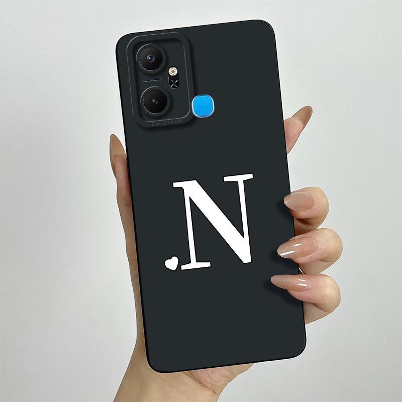 For Infinix Smart 6 Plus Case Infinix Smart6 Plus Phone Case X6823C Cute Initial Letters Square Soft Silicone Back Cover Fundas