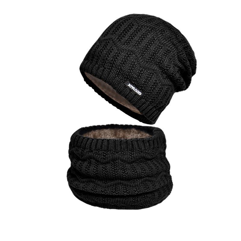 Warm Outdoor Knitted Hat And Scarf Set With Letter Decoration For Season Cold