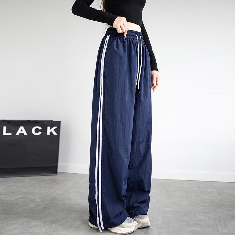 Uncle Carrot Women's Quick-Dry Striped Wide-Leg High-Waisted Sports Pants - Spring 2025 Collection