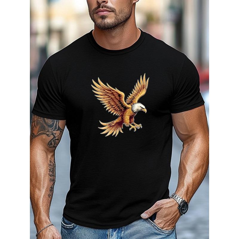 Plus Size Men S T-Shirt, Relaxed Casual, Easy Fashion, Men S Soaring Eagle Summer Casual Round Neck Short Sleeve T-Shirt S