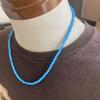 Used 647 Light Blue White Hearts and SV925 Navajo Pearl Beads Necklace