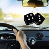 2 X Black Car Soft Spotty Furry Fluffy Hanging Mirror Dice