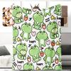 Cute Frog Pattern Blanket, Kawaii Animal Print Throw for Sofa Bed, Soft Fleece Decor Gift for Kids & Teens multiple sizes