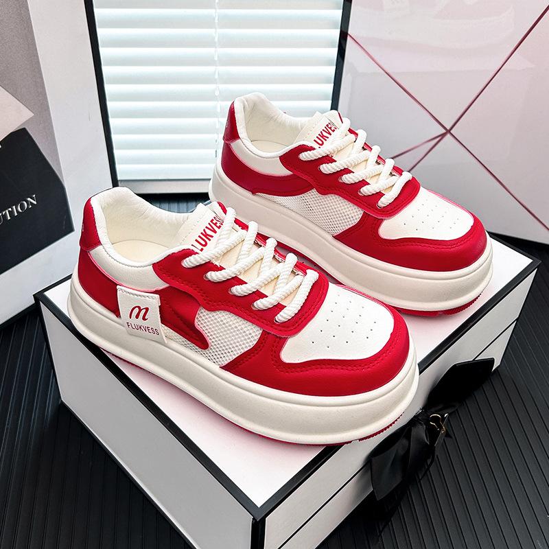 INS White Shoes for Students Korean Style Women's Fashionable  Summer New Platform Height Increasing Breathable Casual Shoes Street Shot Z6602