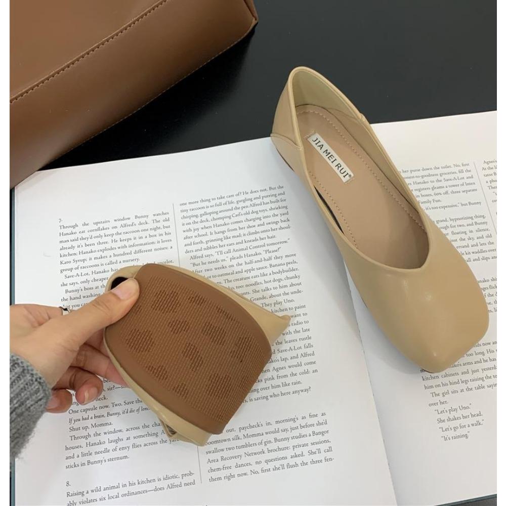 Fashion Women Cute Light Weight Spring Slip on Leather Flat Shoes Lady Casual Brown Office Casual Single Shoes Loafers Zapatos De Mujer