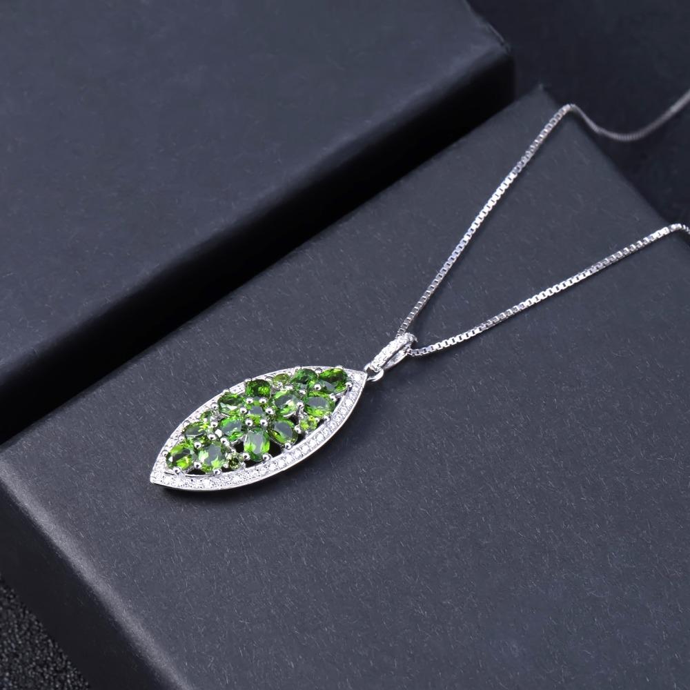 Gb 5 .45ct Natural Chrome Diopside Pendant 100 %925 Sterling Sliver Marquise Vintage Necklace For Women Fine Jewelry