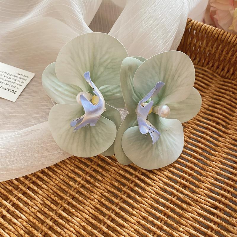 

Smudge fabric flower pearl hairpin versatile duck bill clip sweet niche temperament hair accessories wholesale