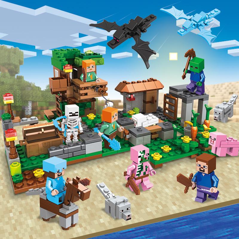 Minecraft-Themed Cave Village Construction Set for Kids - Educational Puzzle with Building Blocks