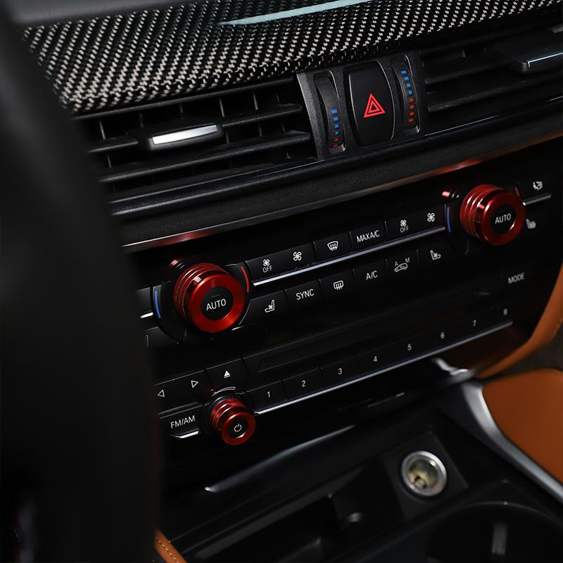 For BMW X5 X6 E70 E71 2008-2013 Aluminum Alloy Silver/Red Car Air Condition Volume Switch Ring Knob Cover Trim Car