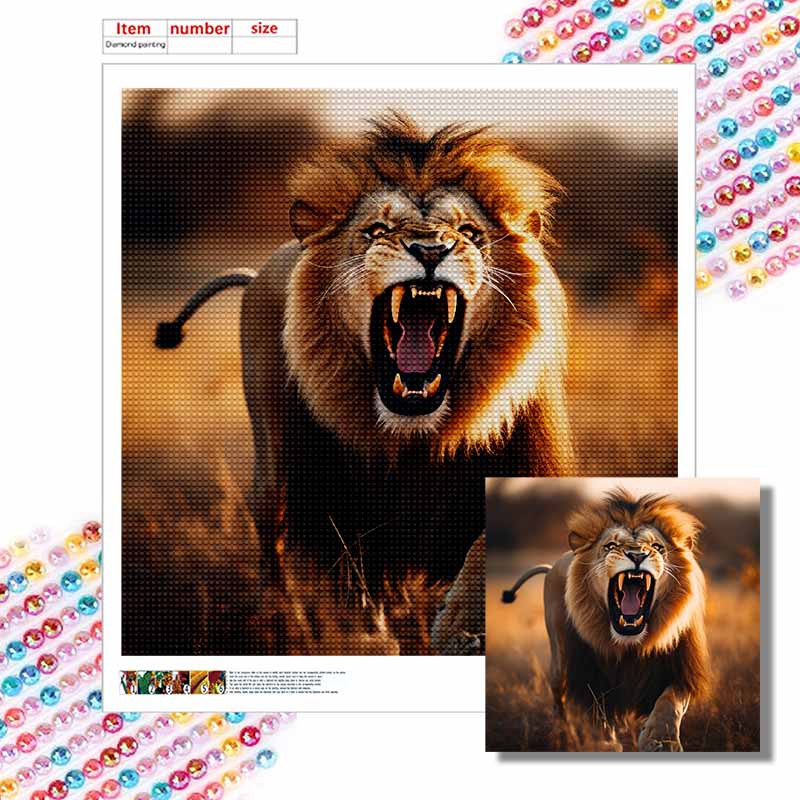 New Arrival 5D DIY Full Circle Diamond Painting "Lion" Embroidery Cross Stitch Home Decor Gift