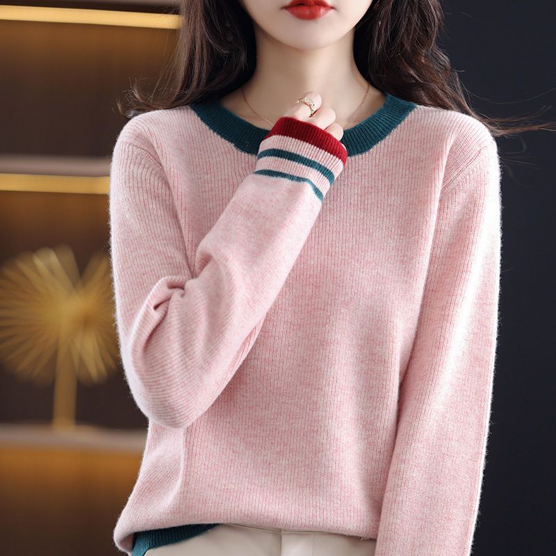 Women's Spring Knit Tops Women Casual Long Sleeve O-neck Thin Sweaters Tshirts Korean Knit Jumper Vintage Poleras New Tee