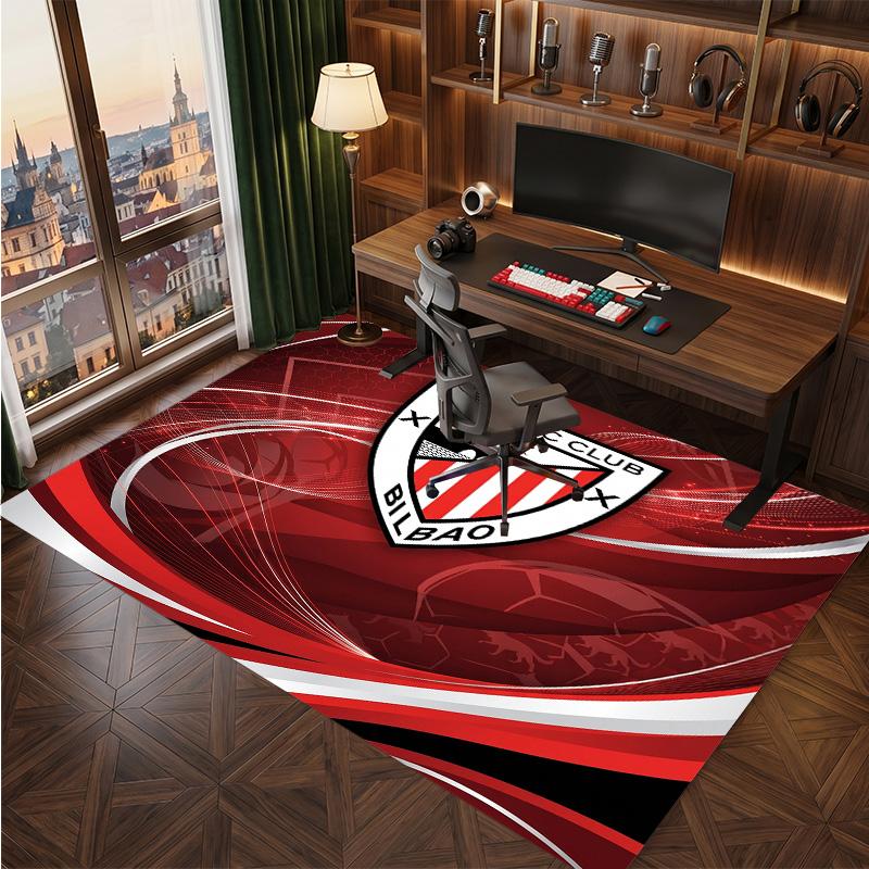 Athletic Bilbao Football Print Crystal Velvet Rug, Comfortable Water Absorbent Non Slip Indoor Floor Carpet