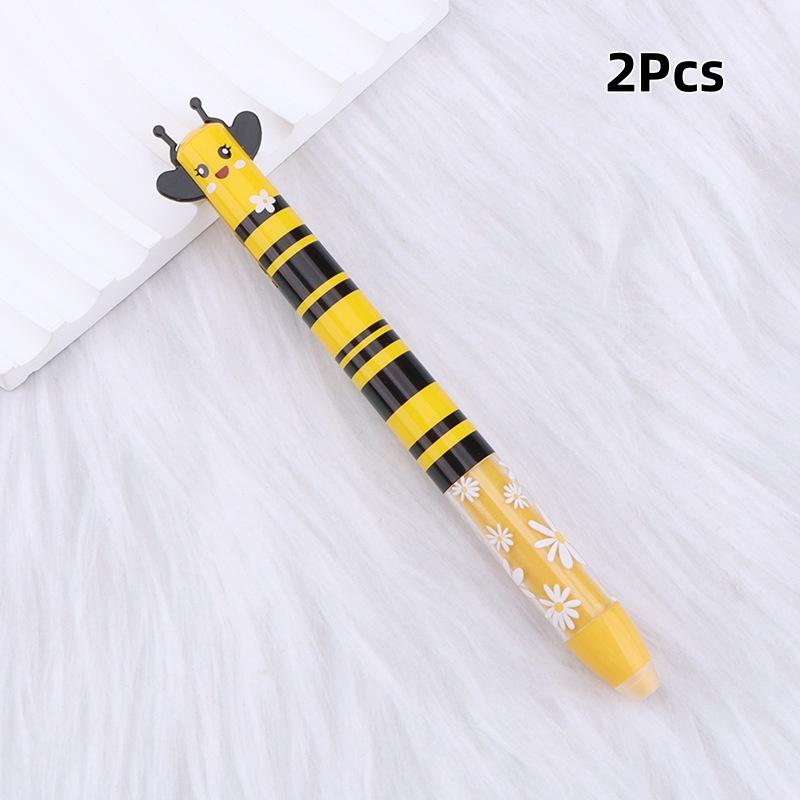 2Pcs Multifunctional Erasable Neutral Pens Animal Design Quick-Drying Gel Pen Double Ink Color Pens Writing Tool School Supplies