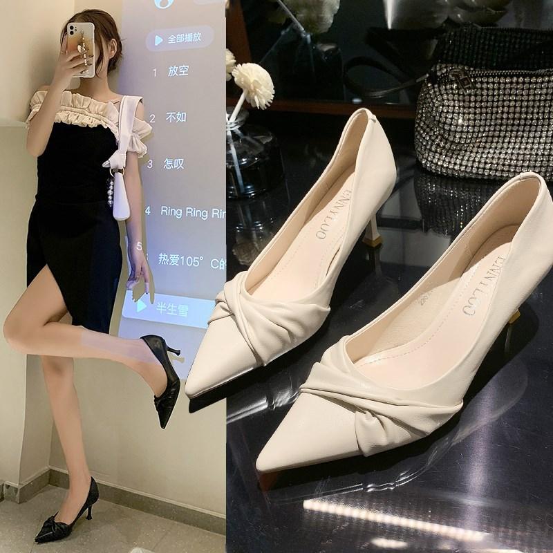 Fashion New Fashion Korean Style Woman High-heeled Shoes Pointed Toe High Heel Slip-on Shallow Shoes Breathable Wear-resisting for Party