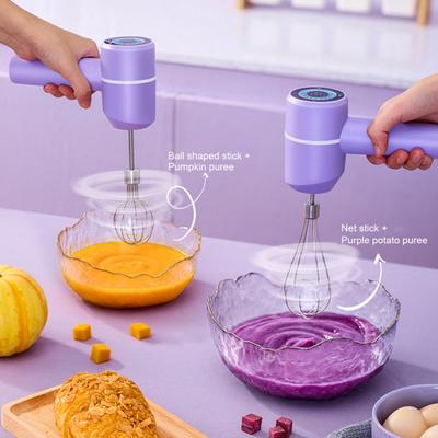 Batător de ouă electric Mixer portabil, încărcare USB-C, tel fără fir cu bătători detașabile 3
