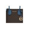 Michael Kors MK Mercer Classic Monogram Color Block Accordion Bag Women Handbags Dark-Brown Blue 35S1GM9M2B-538