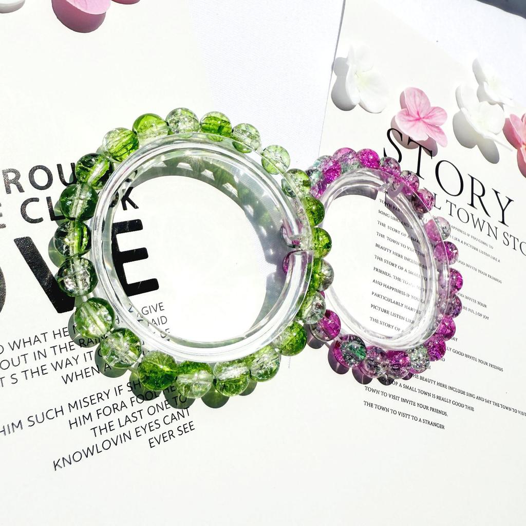 8mm Glazed Frosted Glass Bead Two-Color Wrap-Around Student Bracelet