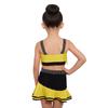 Kinder Mädchen Farbblock Latin Dance Crop Top Breite Schulterträger Quasten Strasssteine mit elastischem Bund Rock für Tango Rumba Gesellschaftstanz Performance