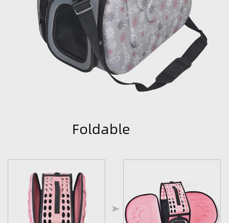 Foldable Crossbody Pet Carrier Bag: Large, Breathable, Fashionable for Cats and Dogs.