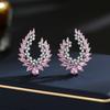 Women's Exaggerated Luxury Earrings Niche Sense Designer Style Inlaid Zircon Olive Leaf Earrings Suitable For Party Activities