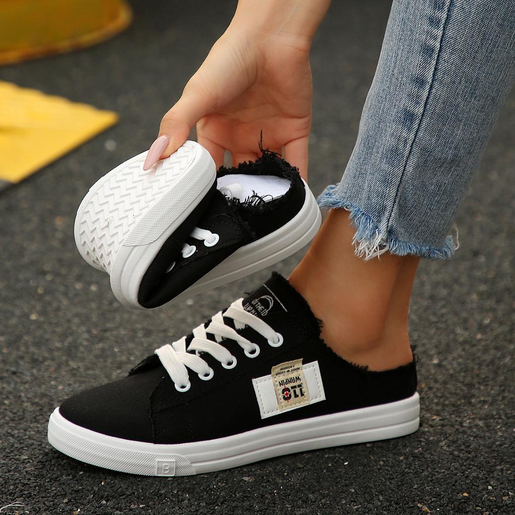 Mode Frühling Sommer Damen Canvas Sneaker Low Top Denim Sneaker Damen Schnürschuhe Flache Canvas Bequeme Flache Schuhe für Damen