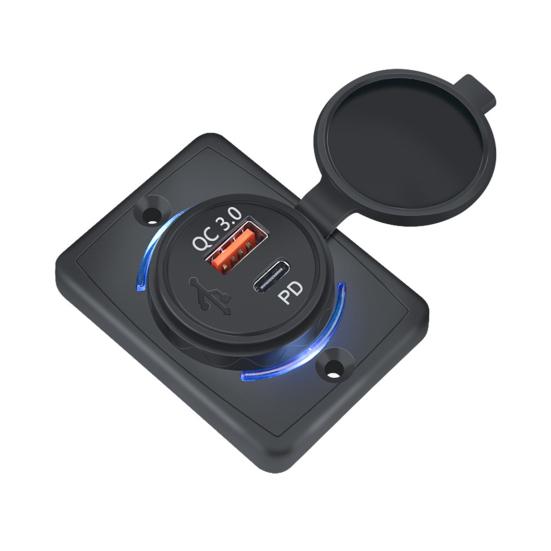 

48W Car Charger with Dual PD Ports Wall Mount USB Charging Station for Phones Universal 12V-24V Fast Charging Car Adapter синий