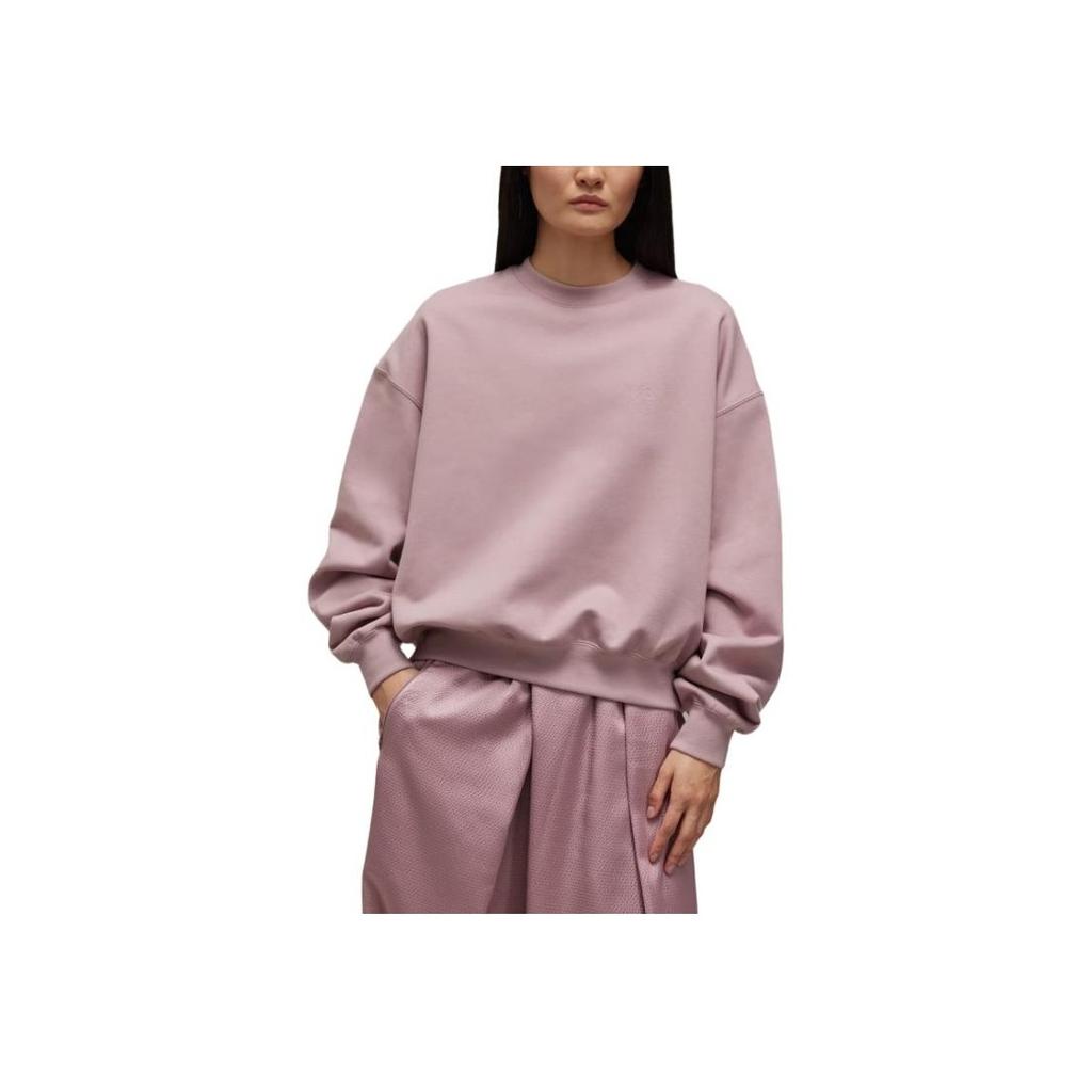 Y-3 Solid Color Round Neck Drop Shoulder Loose Long Sleeve Sweatshirt Women sweatshirt Light-Purple JD9814