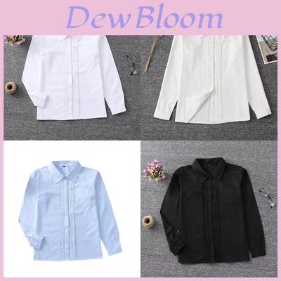 Uniform Long Sleeve Shirt With Pleated Front For Student Fashion