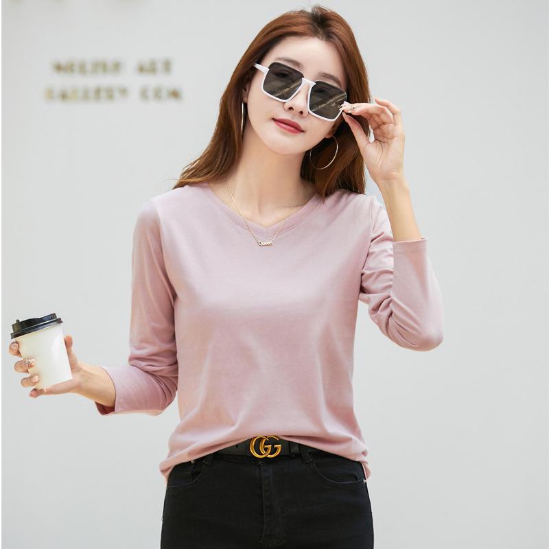 Damen-T-Shirt mit Rundhalsausschnitt und langen Ärmeln in Übergröße – Einfache Basisschicht für Herbst und Winter