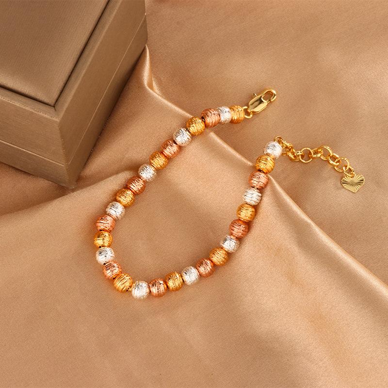 

Jewelry Retro Temperament Niche Design Electroplated Color Gold Bead Chain Set Female
