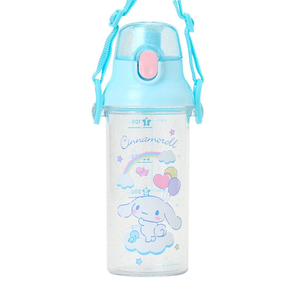 Sanrio Clear Cap Saturated Polyester Lid Silicone Name Sticker Dishwasher 605743 One-Touch Bottle, Cinnamoroll, & Body Resin, & Strap Polypropylene,