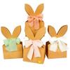 12Pcs Bunnies Birthday Treat Bags with Bow Ribbon Bunny Party Favor Bags for Easter Birthday Wedding Parties Supplies Craft