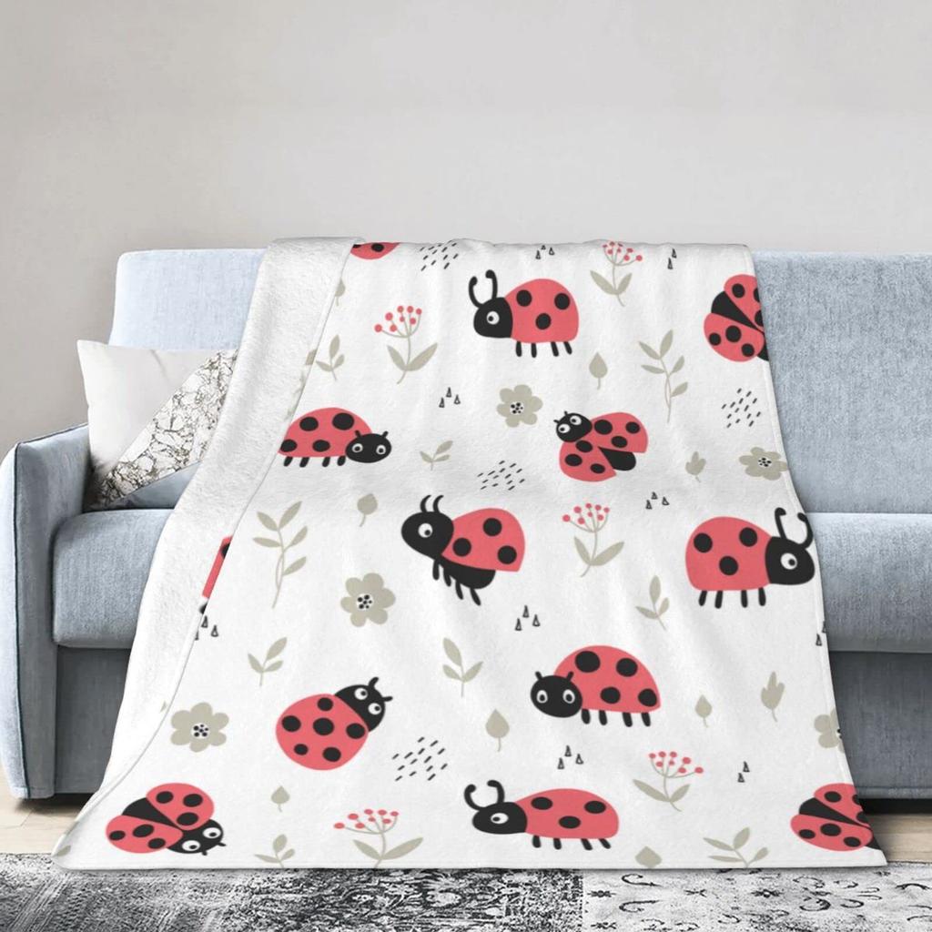 Red Ladybug Blanket Soft Warm Flannel Blanket Bed Sofa Car Blanket Ladybug Print Blanket Shawl Blanket
