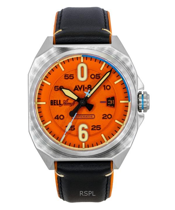 

AVI-8 Bell X-1 Machbuster Резиновый и кожаный ремешок Ретро оранжевый циферблат Автоматические AV-4115-02 Мужские часы оранжевый