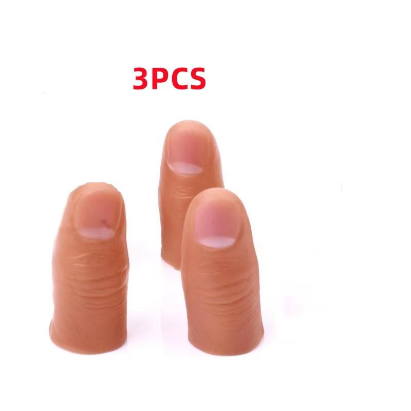 3PCS Novel Funny Magic Toys Party Prank Soft Thumb Tip Fake Finger  Magic Trick Close Up Vanish Appearing Finger Trick Props