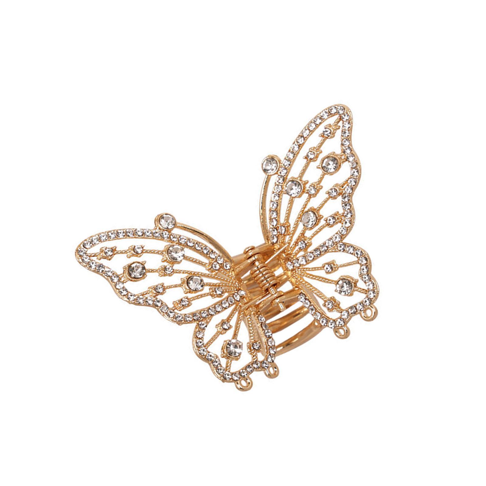Luxurious Rhinestones Studded Metal Hair Claw For Updos Ponytails Formal Event Fashion Hairpiece Props золотой