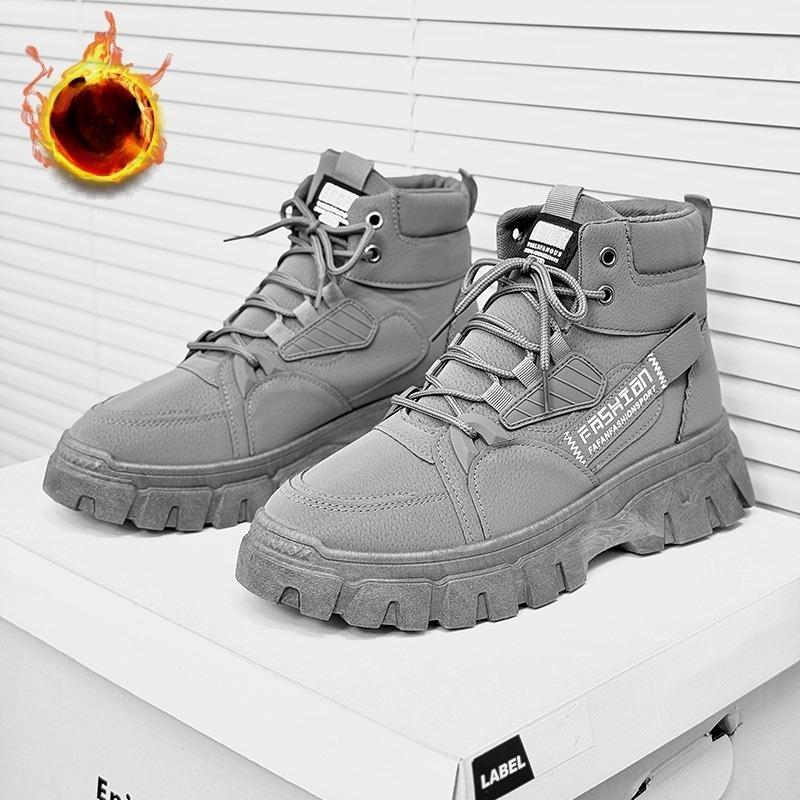 Men s High Top Keep Warm Work Boots Chunky Sole Non-Slip Outdoor Hiking Shoes Lace Up Waterproof Ankle Boots Comfortable Casual 40 2979₽