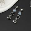 Sweet Creative Waterdrop Earrings Charm Geometric Inlaied Rhinestone Stud Earrings Metal Retro Tassel Long Dangle Earring Women