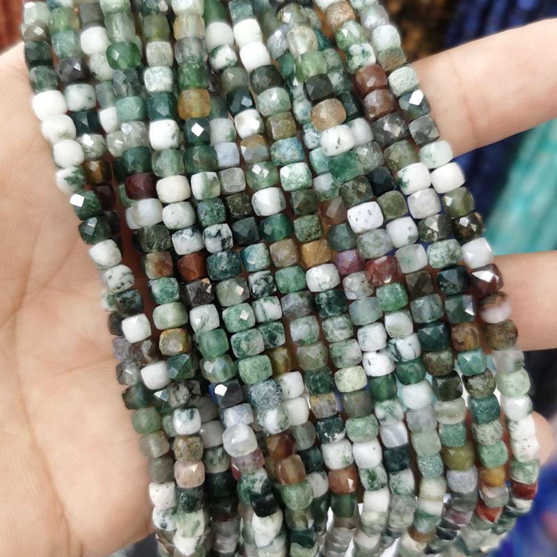 4x4mm Natural Stone Faceted Square Beads: Amethyst, Tourmaline, Garnet Jewelry Accessories