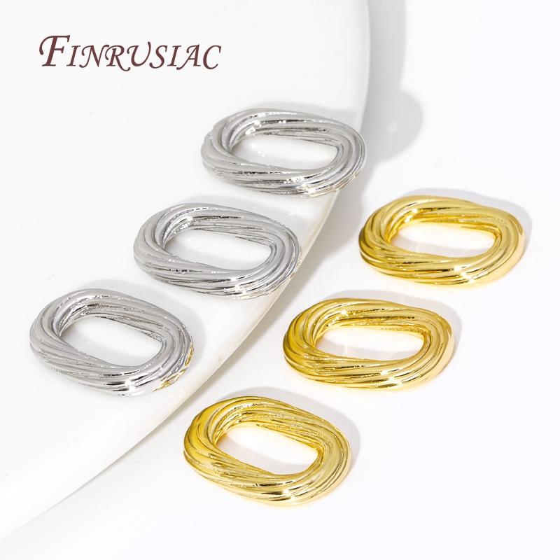 18K Gold Plated Brass Oval Twist Closed Ring Connectors High Quality DIY Jewelry Making Supplies Necklace Earrings Accessories
