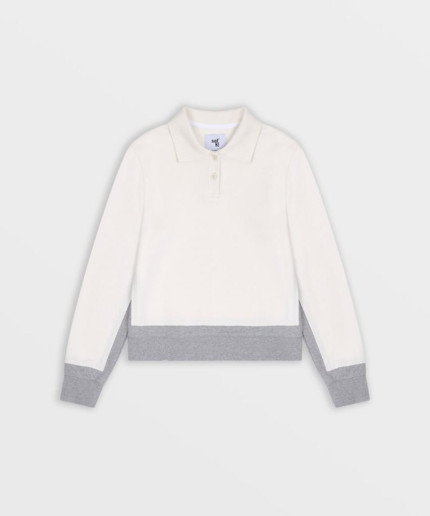 SAFARISPOT 1/2 Rover Low Pique Long Sleeve (Cream/Grey)