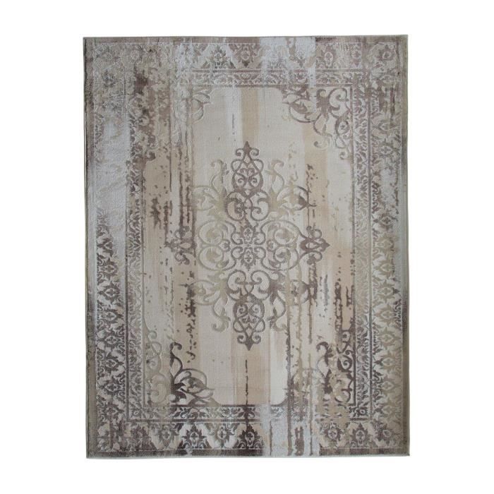Vintage Living Room Rug Medallion Pattern Beige 120x170