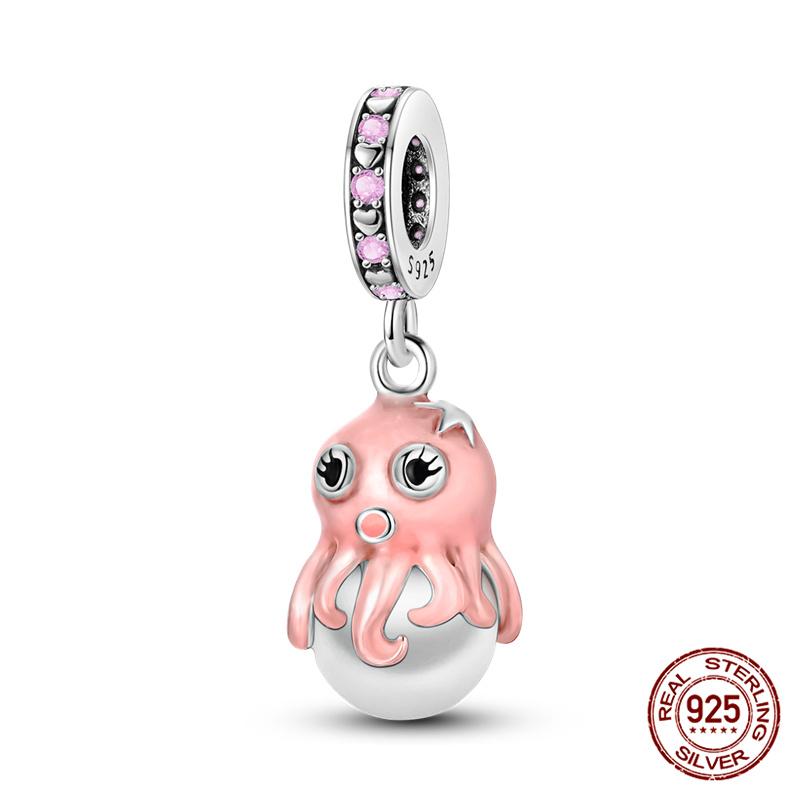 Authentic 100 copper Shell Luminous Bead Charms Crab Octopus Charm Bead Charms Compatible With Authentic Bracelets Do It Yourself Jewellery Making Wo