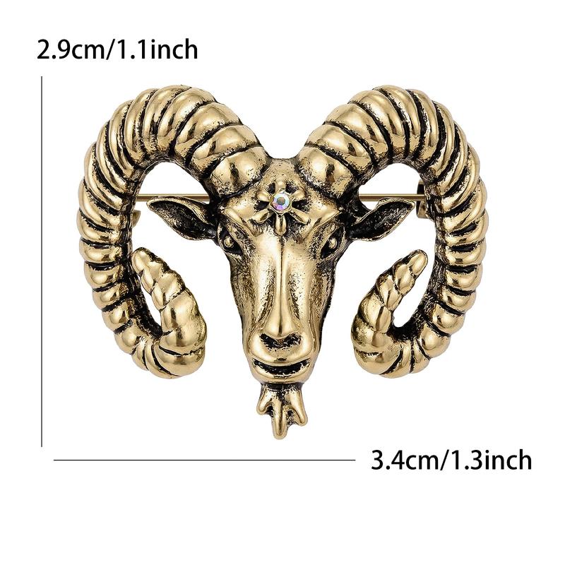 1Pc Vintage Metal Goat Head Brooch Classic Design Unisex Animal Lapel Pin for Holiday Wear Souvenir Gift Accessory