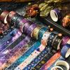 12 Rolls of Starry Sky Bronzing Pattern Washi Tape, Constellation Pattern Tape and Gift Wrapping Decoration, Gifts for Friends