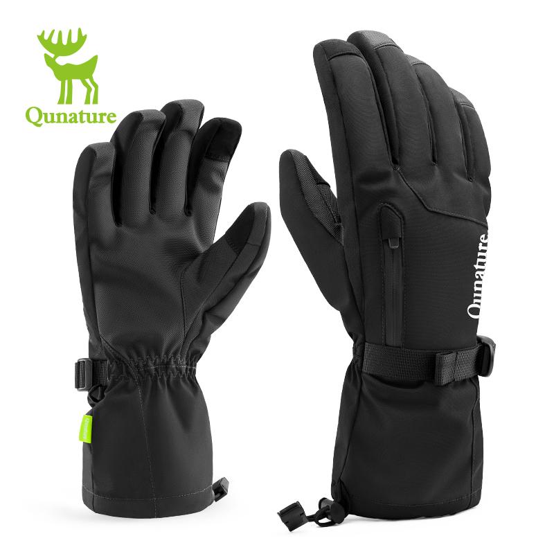 Qunature Ski Gloves Touchscreen Waterproof Keep Warm Ski Gloves Extended Wrist Palm anti-slip PU Snowboard Gloves Windproof L