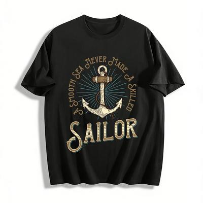 A Smooth Sea Never Made A Skilled Sailor Anchor Tee Pure Cotton T-shirt