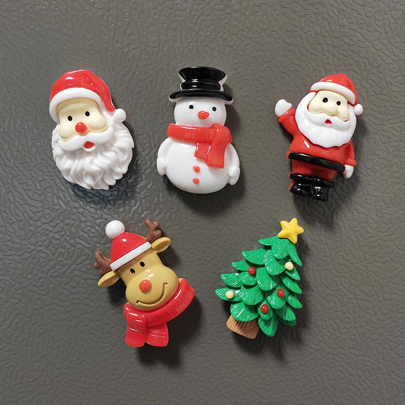 Resin Santa Claus Snowman Christmas Tree Fridge Magnet Home Decor Refrigerator X'mas Decoration Sticker Gift Kitchen